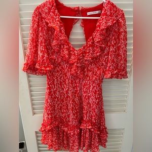 Red summer dress with open back